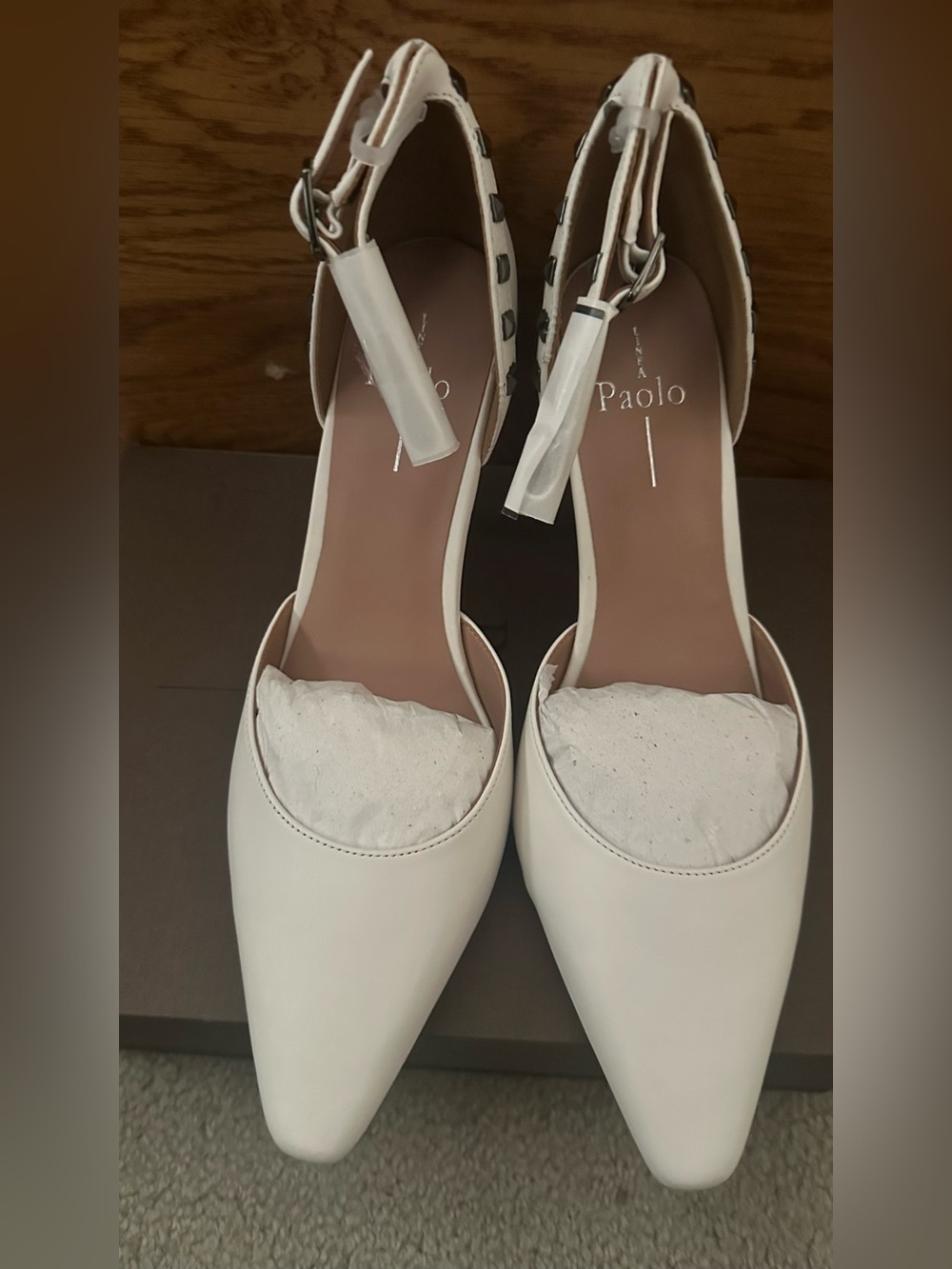 Paolo White Pointed Slingback Heels